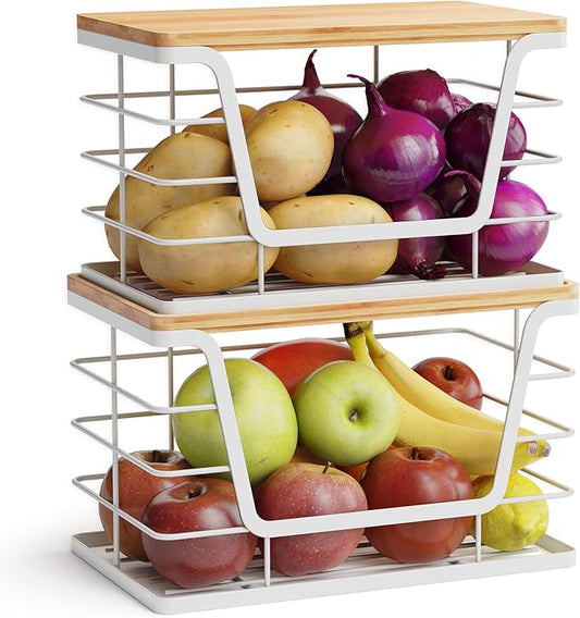 2 Pack Potato and Onion Storage Bins, White