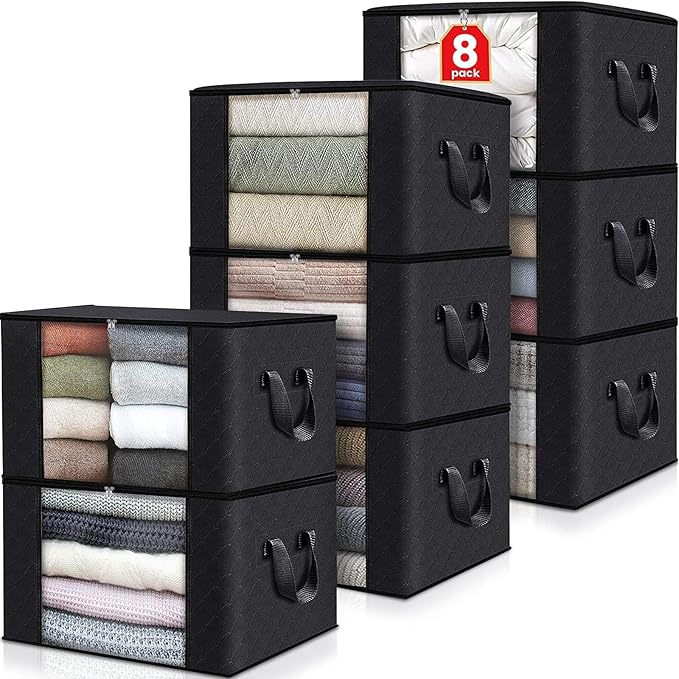 Fab totes Storage Bags, Black,8 Pack