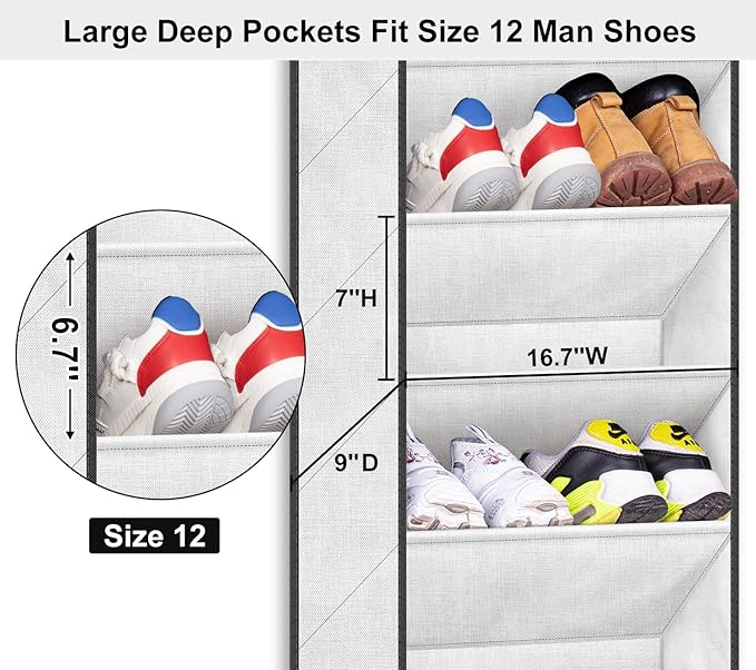 LAMB Shoe Rack for Door, Kids Door Shoe Organizer for Closet hanger, White