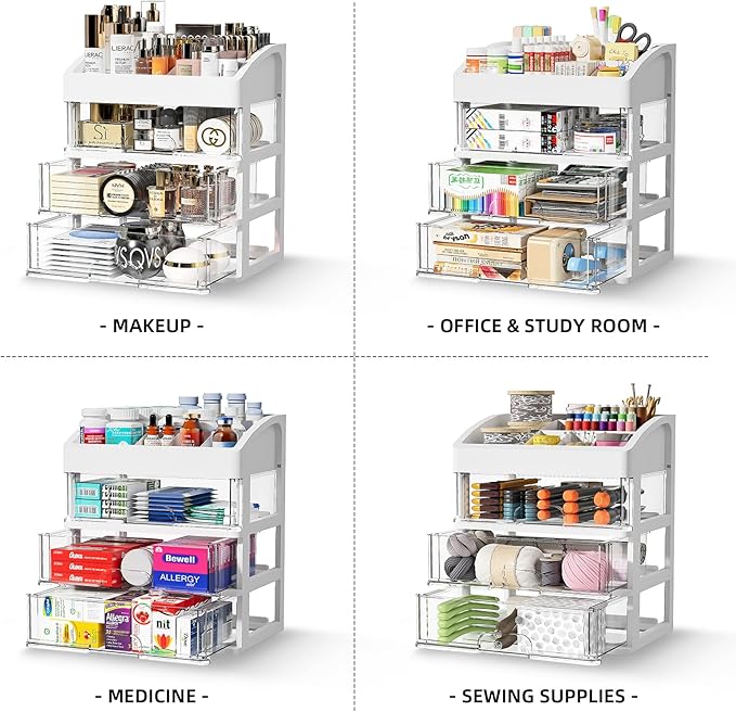 Desk Organizer with Drawers, 3 Drawers Storage Organizer