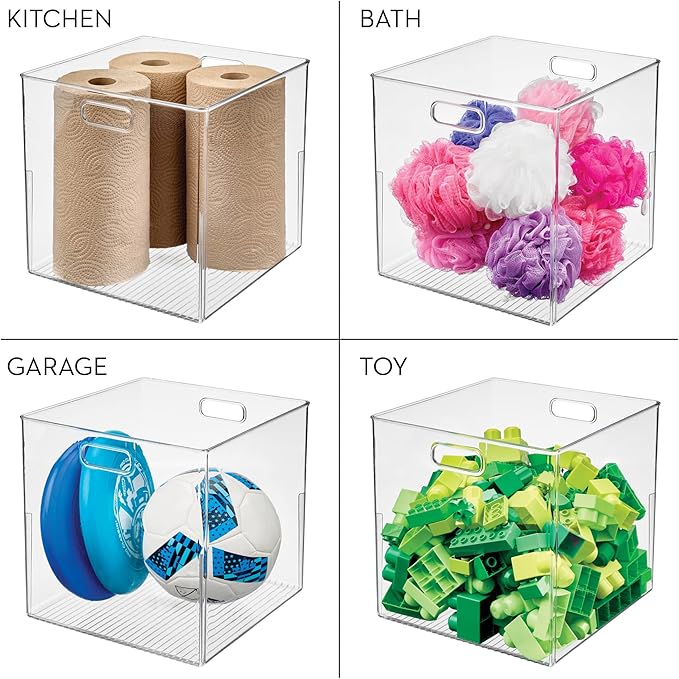 iDesign Pantry Storage Bin, Large Cube Organizer for Cabinet or Fridge, Set of 2, Clear, Made in USA