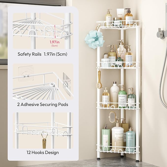 Standing Shower Caddy Corner, White