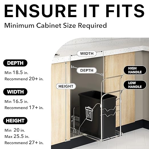 Simple Houseware Pull Out Under Cabinet Sliding Shelf for 7-13 Gallon Trash Can (Trash Can Not Included)