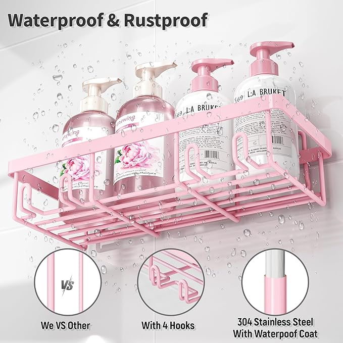 10 Pack Shower Caddy Organizer Rack Shelf for Inside Shower, Pink