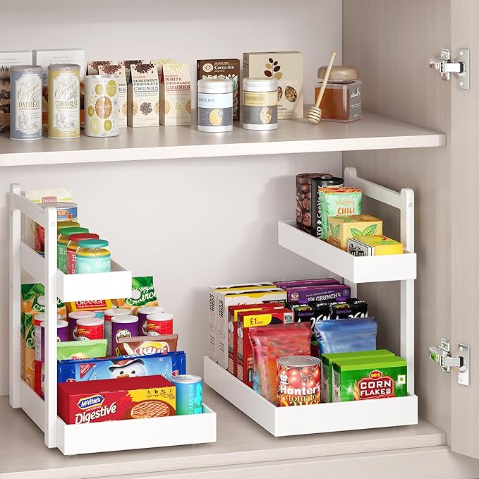 Under Sink Organizer, White, 2 Packs