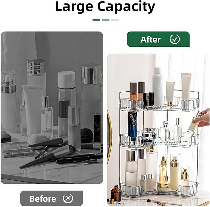 Corner Bathroom Countertop Organizer, Smoky Gray 3 Tiers