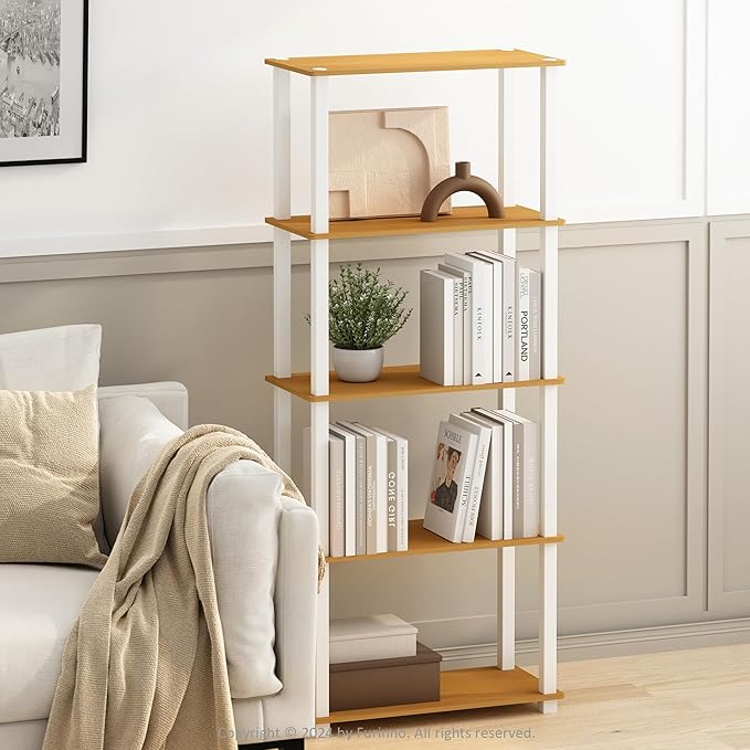 Furinno Turn-S-Tube Storage Shelves Set of 2, 3-Tier Book Shelf, Beech