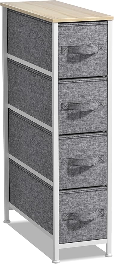 Narrow Dresser with 4 Drawers, Beige