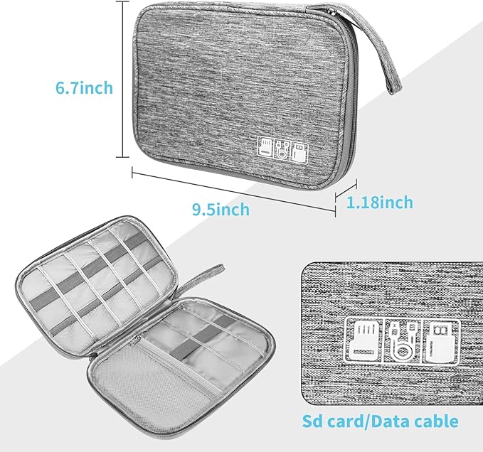 Lcsmaokin Electronics Organizer Travel Case,Electronic Accessories Storage Bag,Travel Cord Organizer Bag for Small Charging Cord Storage,Cables,2 Packs Black&Grey