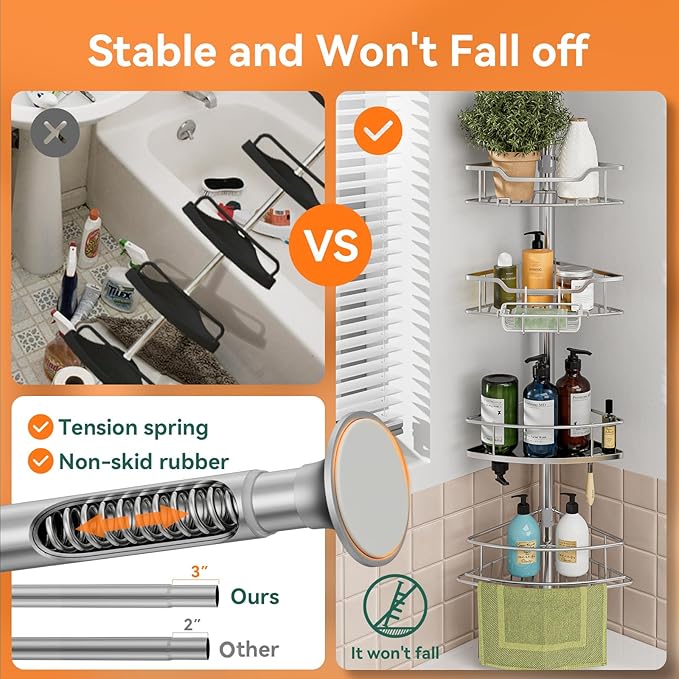Corner Shower Caddy Tension Pole Rustproof