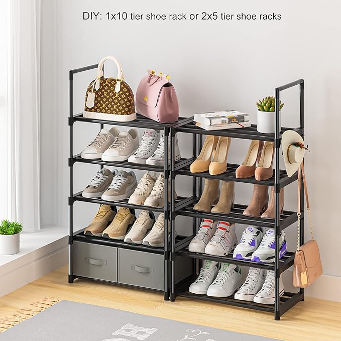 Tall Shoe Rack Narrow 10 Tier Shoes Rack 20 25 Pairs