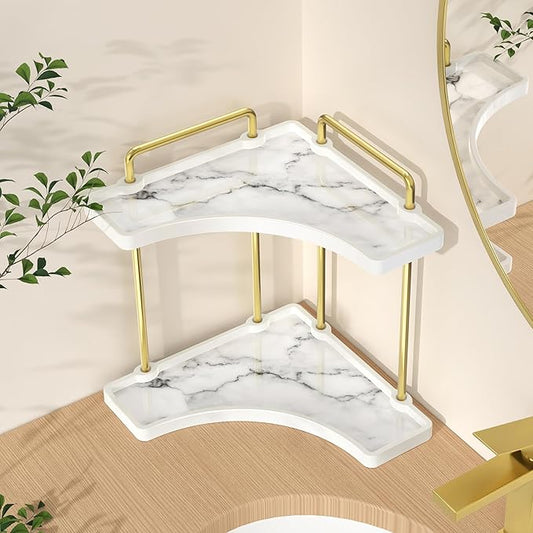 2-Tier Hancrafted Ceramic Bathroom Counter Organizer