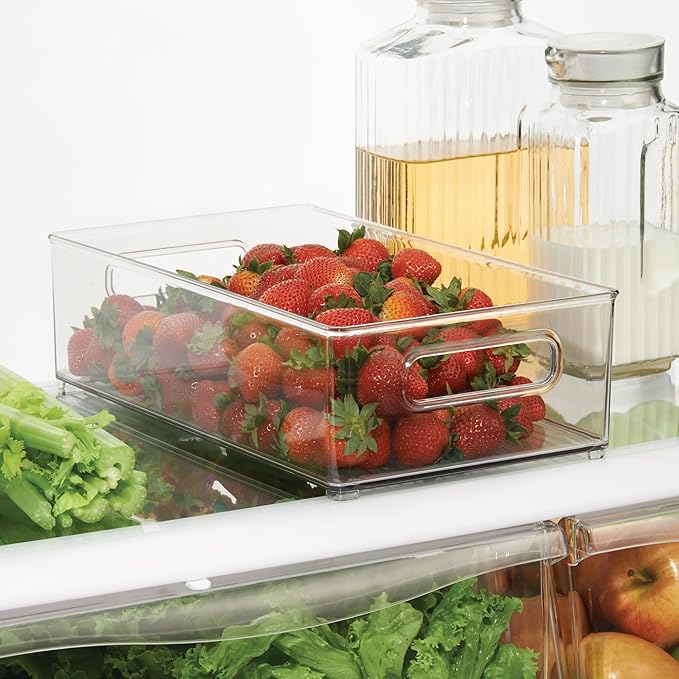 Stackable Fridge Bin, Storage Bin for Freezer or Pantry, Set of 2, Clear