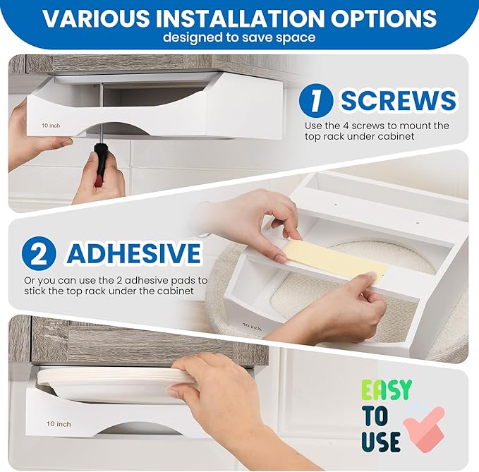 10-inch Paper Plate Dispenser Under Cabinet, For 10-inch Plates, White