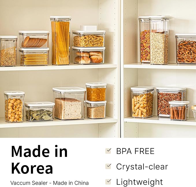 VAKUEN Premium Airtight Food Storage Containers, 3.28qt 1 Piece, Smart One-Click Seal Lid, No Hinges, Patented Double Silicone Lining, 100% Leak Proof, BPA-FREE, Dishwasher, Microwave Safe