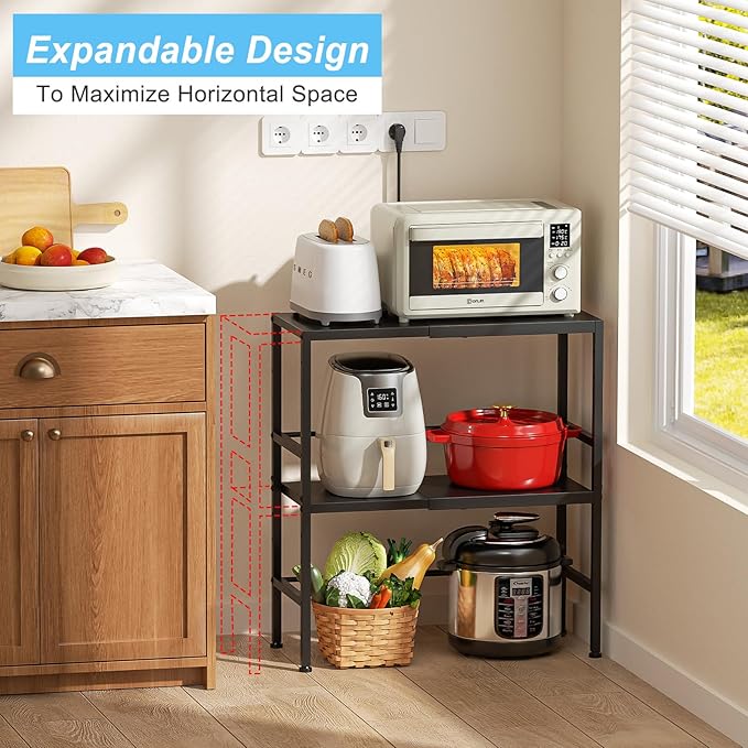 2-Tier Expandable Metal Storage Shelves, 150LBS Heavy Duty Shelving Units and Storage,Adjustable Utility Organization and Storage Shelf Rack For Kitchen Garage Laundry Bathroom Pantry Warehouse