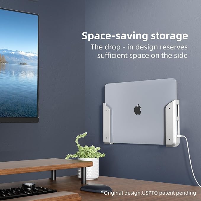 Wall & Under Desk Laptop Mount Holder–Adhesive & Screw in, 1.02"/ 26 mm