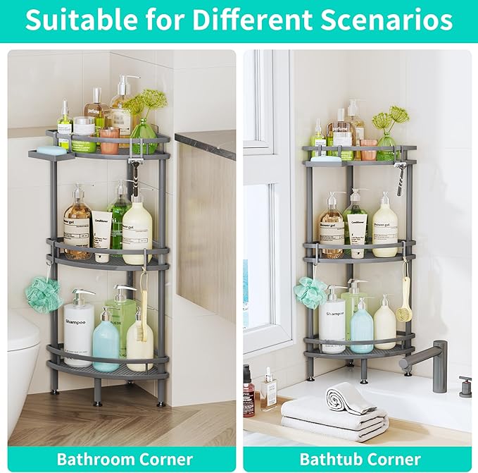 Standing Corner Shower Caddy, Grey