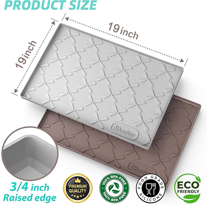 SIKADEER 19" x 19" Under Sink Mat Waterproof, Silicone Mat Kitchen Drawer Shelf and Cabinet Liner, Sink Protector for Kitchen Organizers and Storage, Boot Tray Pet Food Mats
