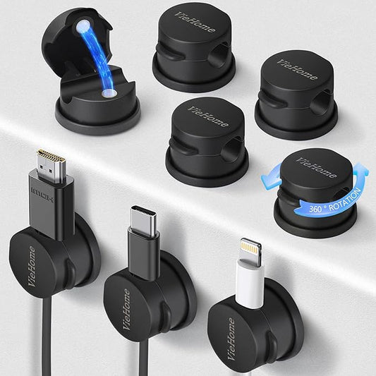 8 Pack Magnetic Cable Management Clips, Ideal Cord Holder for Nightstand, Desk