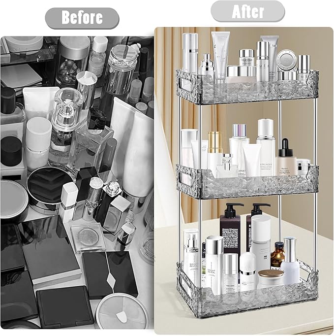 3-Tier Bathroom Counter Organizer Countertop Storage, Grey