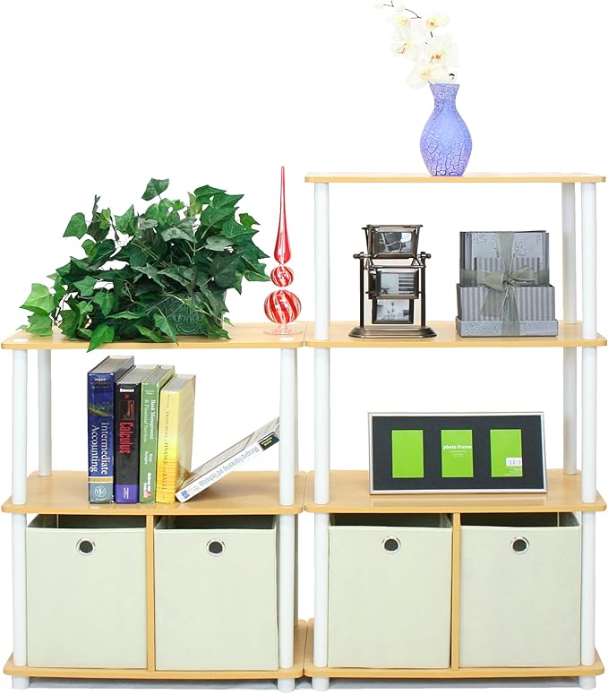 Furinno 99152BE/WH/IV 3-Tier Go Green Multipurpose Storage Rack Shelving Unit