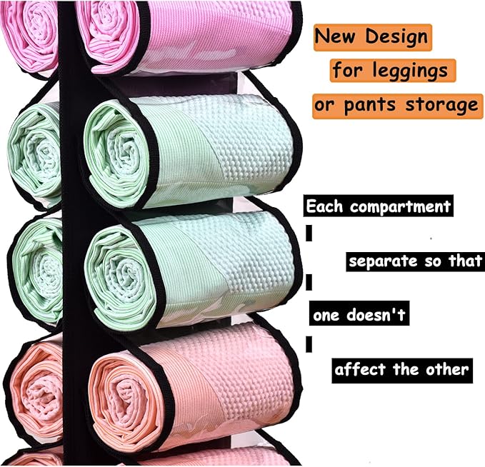 Legging Storage Bag Storage Hanger Can Holds 24 Leggings or Shirts Jeans, Black