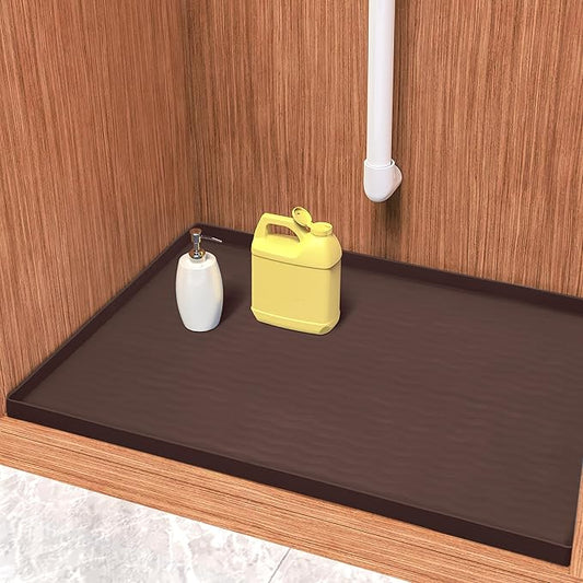 Waterproof Silicone Under Sink Mat 31'' x 22'' Shelf Liner for Kitchen, Brown
