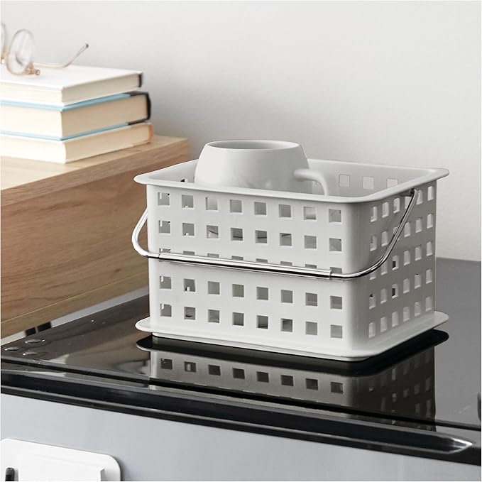 Shower Caddy Basket with Handle for Bathroom or College Dorm, Light Gray
