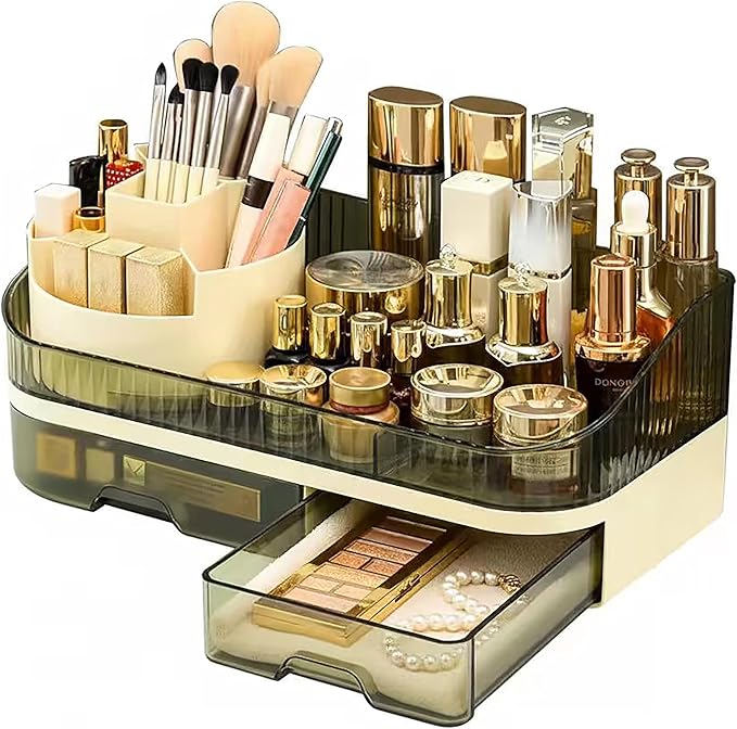 Makeup Organizer with Dual Drawers, Clear Acrylic