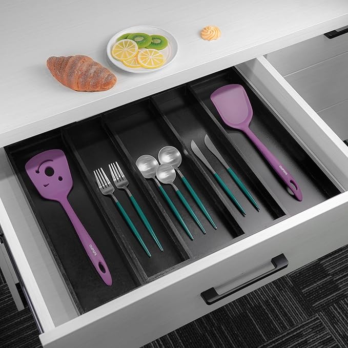 Bamboo Drawer Organizer Kitchen Utensils