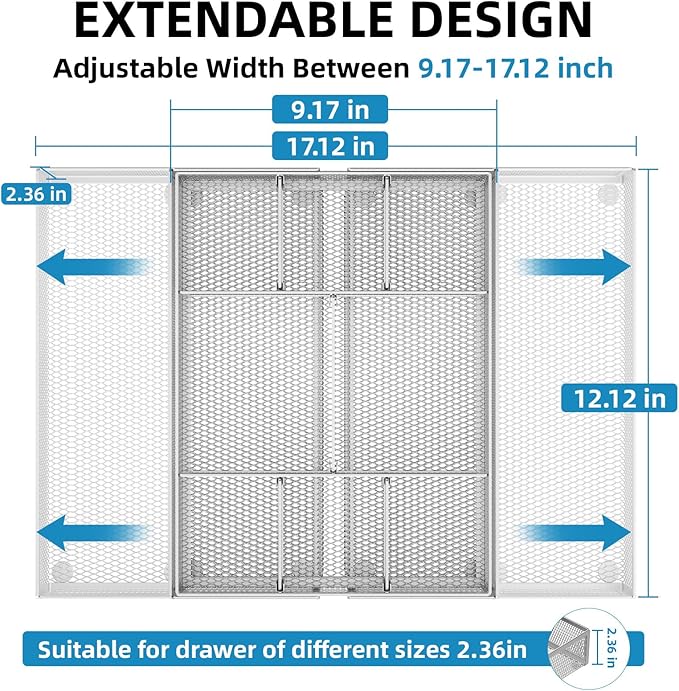 Expandable Desk Drawer Organizer, Expandable-Silver