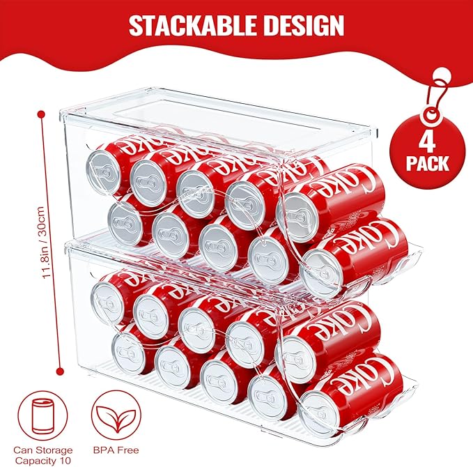 4 Pack Stackable Refrigerator Organizer
