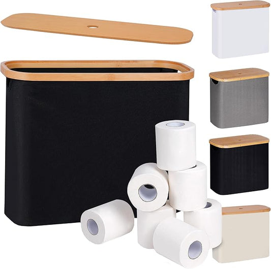 Toilet Paper Storage, Toilet Paper Basket with Lid, Bathroom Storage Organizer