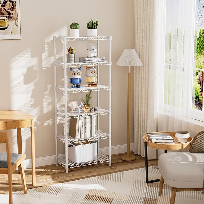Golpart 5 tire Shelves Storage Wire Shelving Unit Metal Shelf Adjustable Organizers Storage Shelving for Bathroom Laundry Room Kitchen Pantry12”D x 22”W x 69”H White
