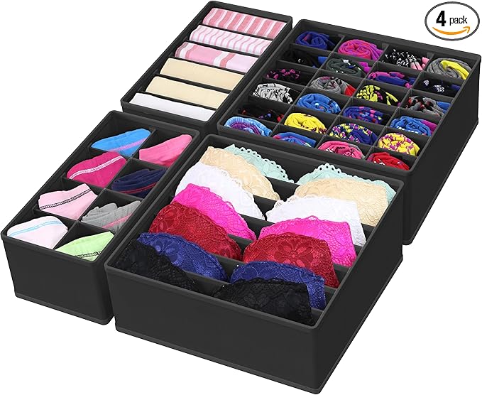 Simple Houseware 4-Pack Drawer Organizer Set, Black