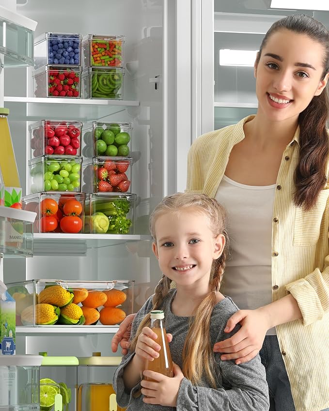 11 Pack Refrigerator Organizers and Storage, Stackable Fridge Organizer Bins