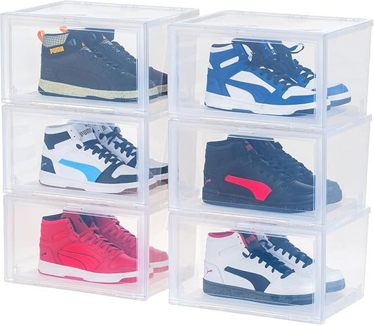 USA Stackable Shoe Display Box with Flip Up Door, 6-Pack