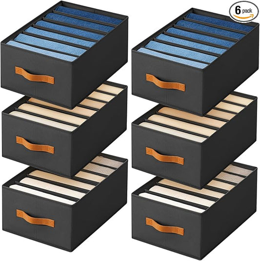 Closet Organizers and Storage, Fabric Clothes Organizer with Handles, Black