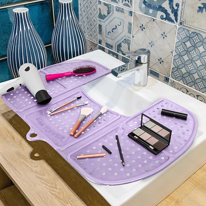 Sink Topper Bathroom Counter Cover & Storage Saver, Large - Lavender