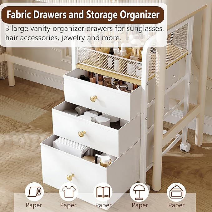 Makeup Organizer Storage Cart with Drawers, Makeup Organizer on Wheels