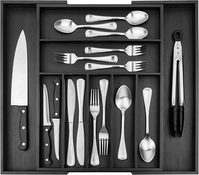 Bamboo Drawer Organizer, Black