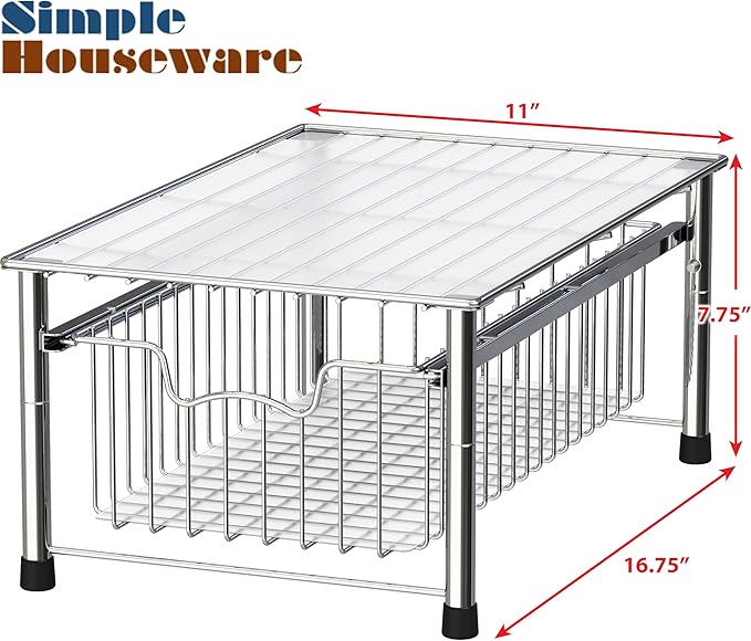 Simple Houseware Stackable Basket Drawer, Chrome