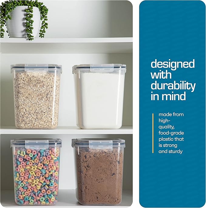 Flour Sugar Storage Containers (5.3L/4pk) Great Rice Canisters Sets For