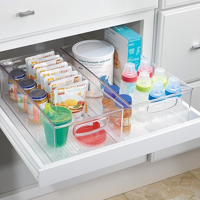 iDesign Stackable Storage Bin - Organizer Bin for Kitchen and Pantry, Set of 4, Clear, Made in USA