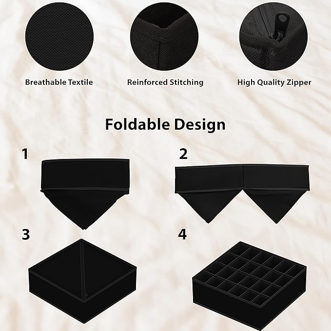 Simple Houseware 4-Pack Drawer Organizer Set, Black