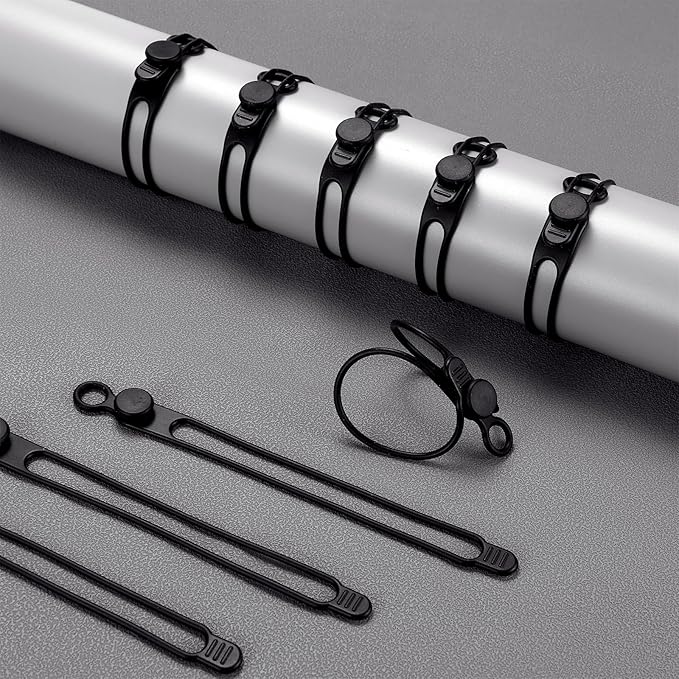 Nuanchu 40 Pcs Silicone Cable Ties Reusable Holder Adjustable Straps Multipurpose Charging Cable Organizer for Fastening Charging Cords Wires(7.1 Inch,Black)