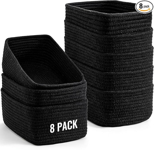 8 Pack Small Storage Baskets for Organizing, 11.5"x7.5"x4.7"-Black