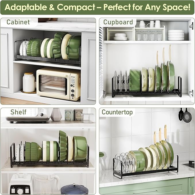 Pot Rack Pan Organizer inside Cabinet
