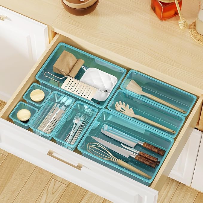 8 PCS Plastic Drawer Organizer Set